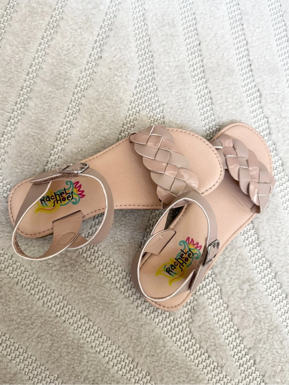 Rachel Shoes Girls Braided Strap Sandals in Blush and Nude